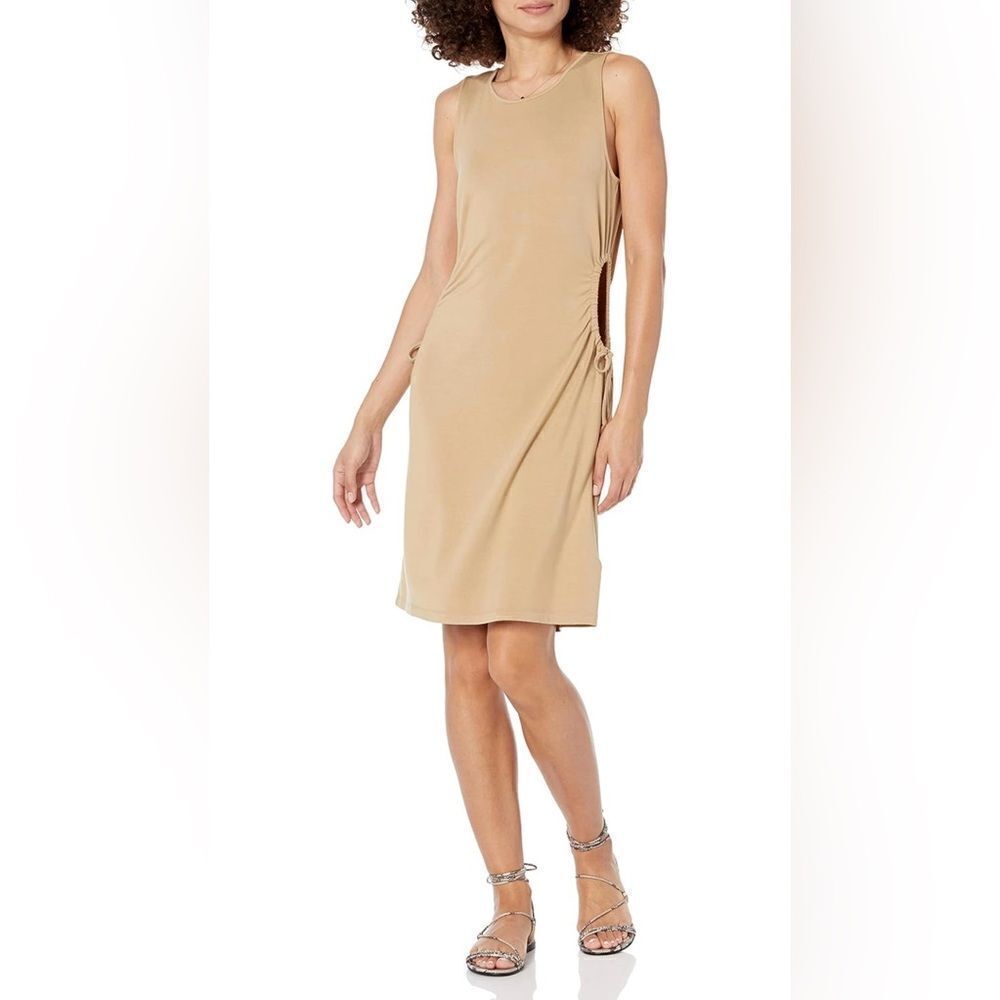 Women’s London Fitted Cutout Ruched Mini Dress In Tan Size XXL NWT